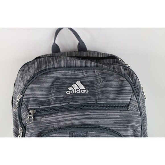 Vintage Adidas Spell Out Striped Loadspring Backpack Book Bag Carry On Gray Teal main image 13